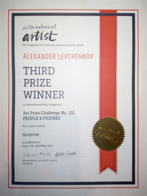 diploma for the third place in the competition " People and figures "of the magazine " International Artist magazine"